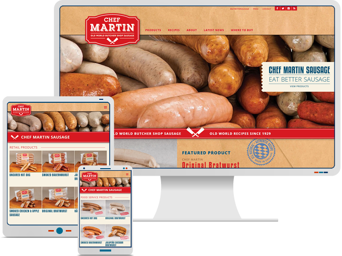 Chef Martin Sausage - Responsive Website Design & Web Development for Food Service Catalog CMS Website
