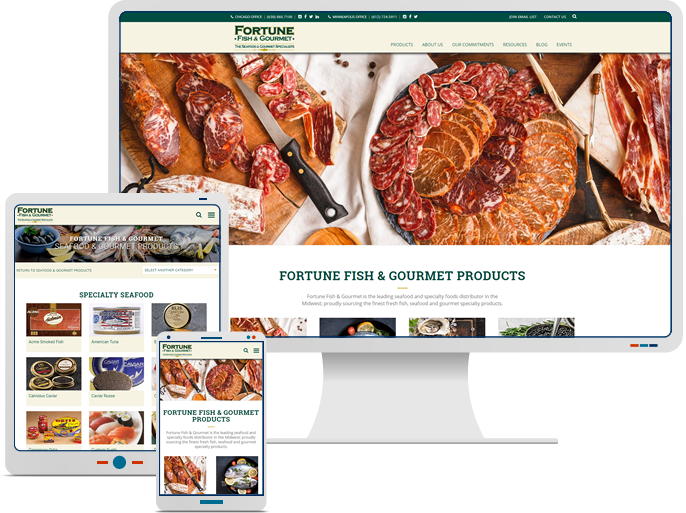 Fortune Fish & Gourmet - Responsive Design & Web Development for Food Service Catalog CMS Website
