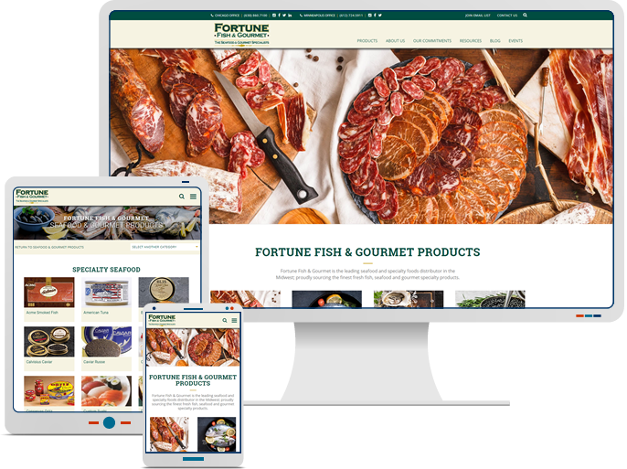 Fortune Fish & Gourmet - Responsive Design & Web Development for Food Service Catalog CMS Website
