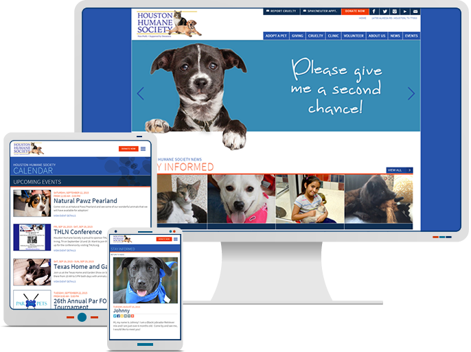 Houston Humane Society - Responsive Website Design, Web Development, & Online Donations for Non-Profit CMS Website