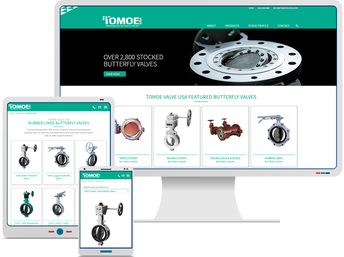 Tomoe Valve USA - Responsive Website Design & Web Development for Valve Catalog CMS Website